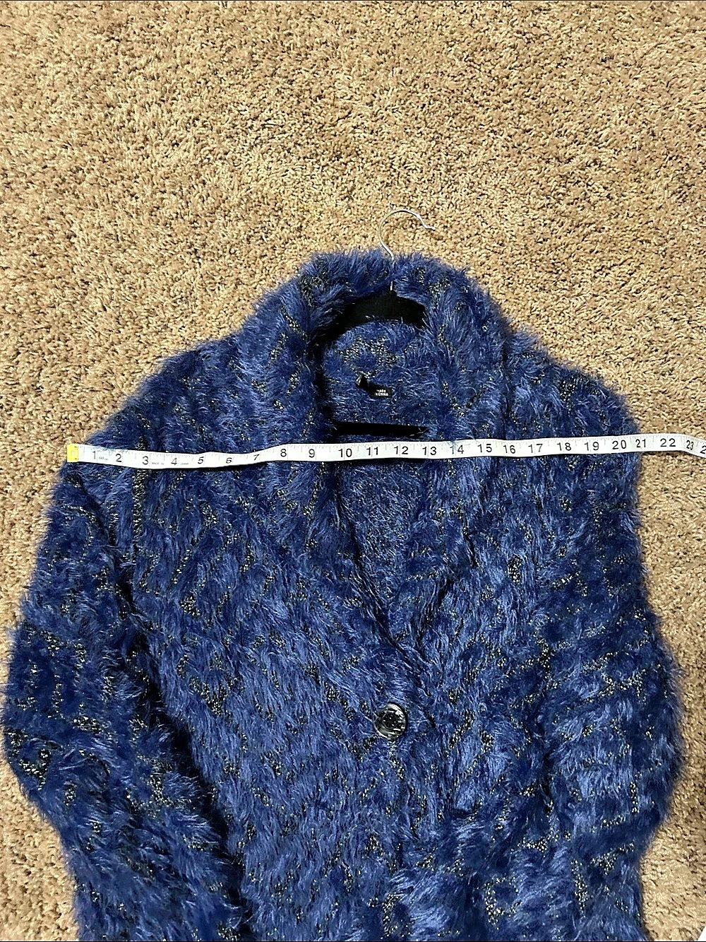 ETHYL Blue Fuzzy Button-Front Coat - Picture 4 of 6
